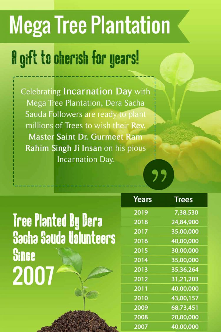 More than 7 lacs Trees planted by Dera Sacha Sauda Followers